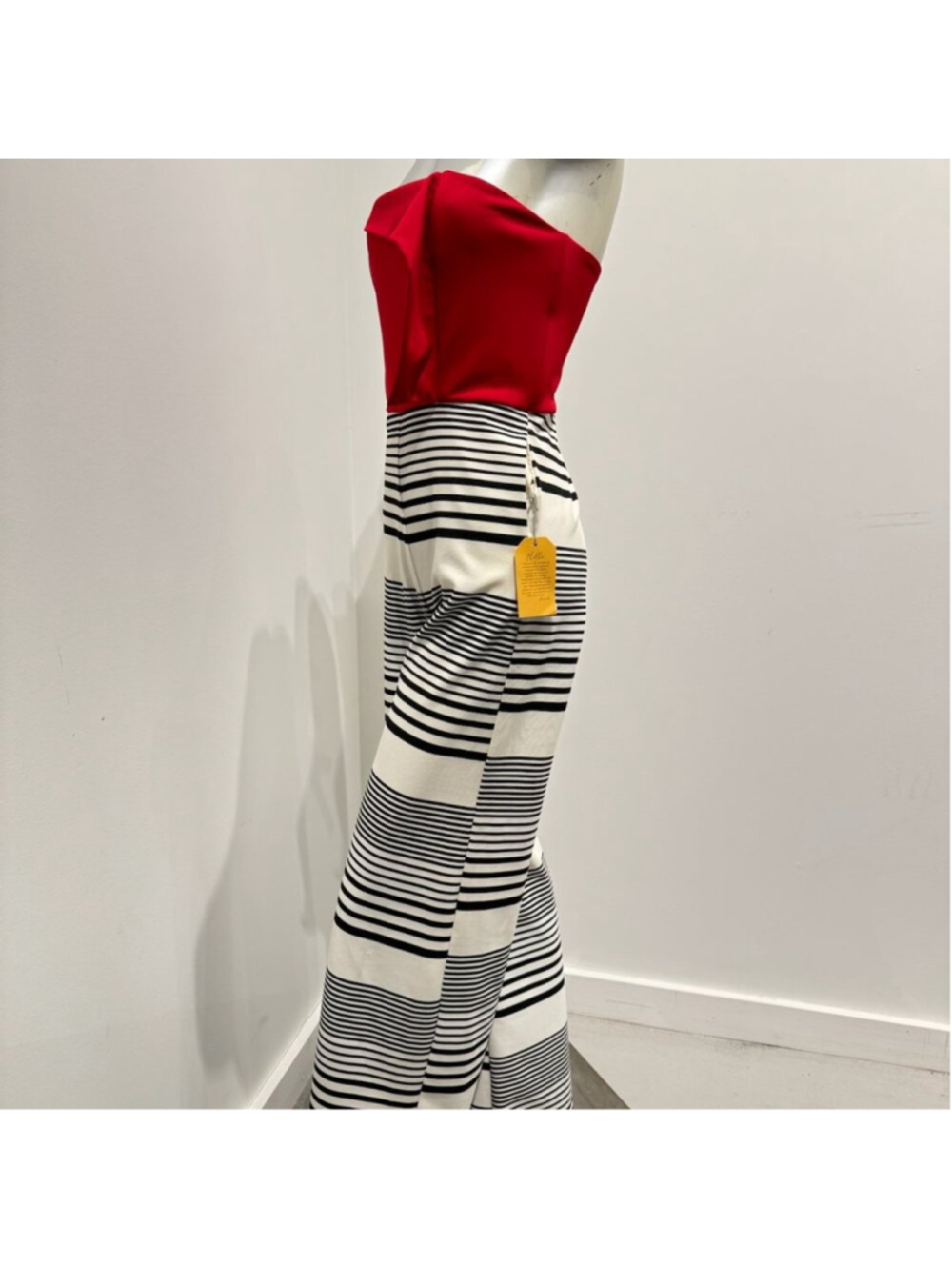 Deborah Ann Mack Custom Red Black And White Striped, Wide Leg Jumpsuit Size 6